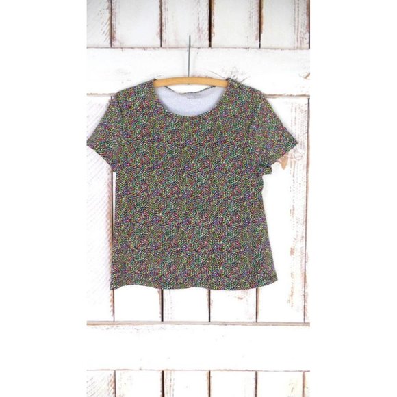 90s black colorful speckleded short sleeve pullover tee - Picture 2 of 5